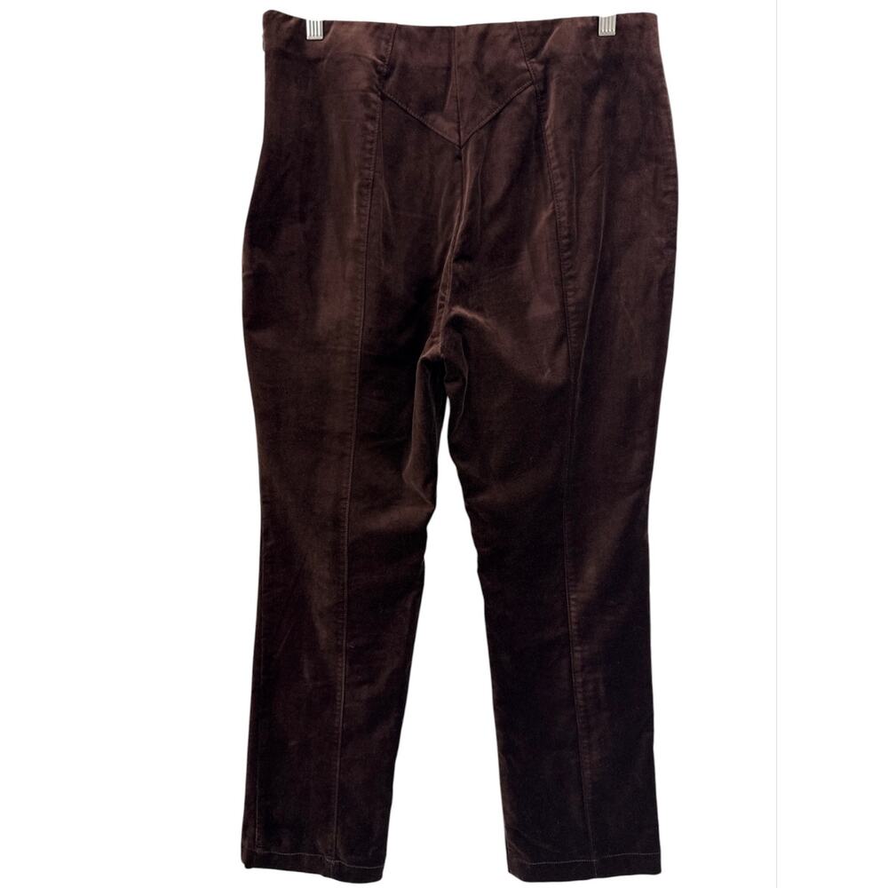 Maeve High Rise Split Front Velvet Skinny Pants Brown Holiday Party Stretch Sz M - Picture 5 of 14